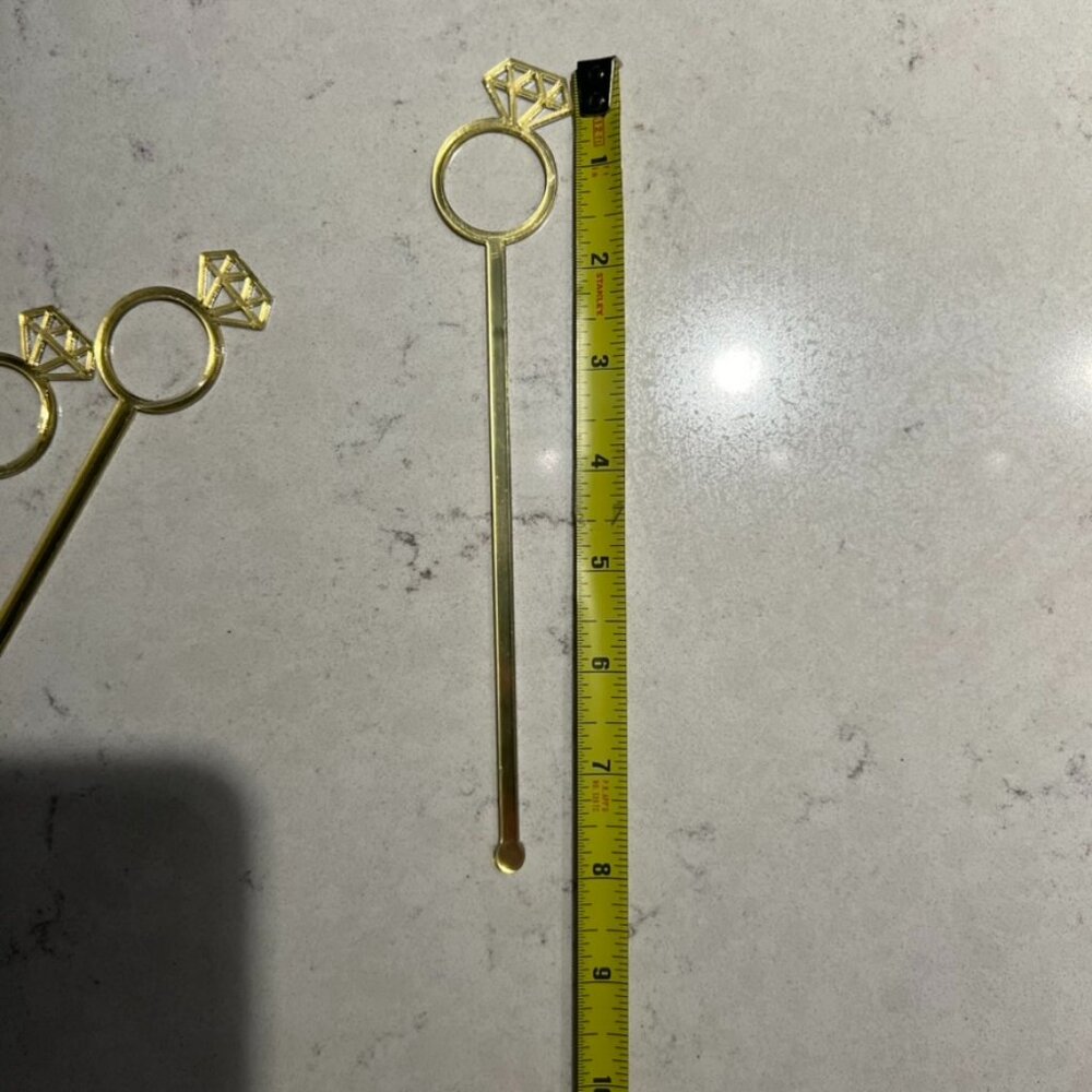 Gold Engagement Party Drink Stirrers. (5).